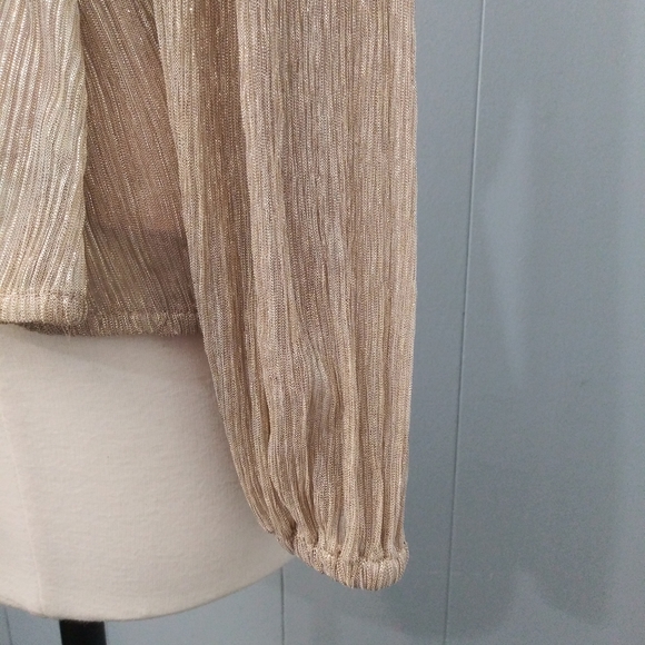 Foxiedox Juno Metallic Tie Front Pleated Blouse S - Picture 5 of 9